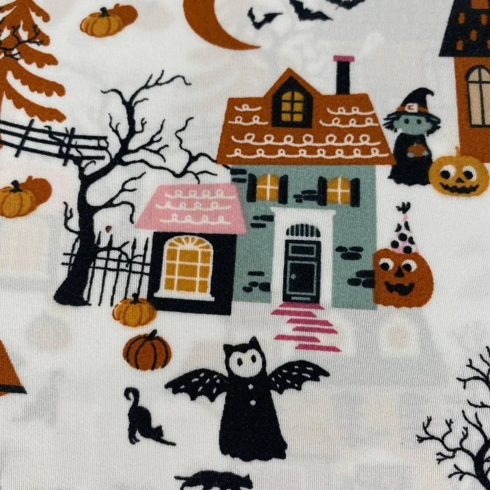 Envogue Sheet Set FULL Halloween Haunted House White Orange Spooky Ghost Bat